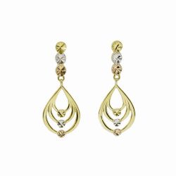 Brinco Flor e Gotas Tri em Ouro Amarelo 18 Kilates - 25115